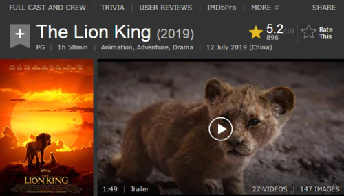 3D“真狮版”《狮子王》上映 你觉得怎么样？